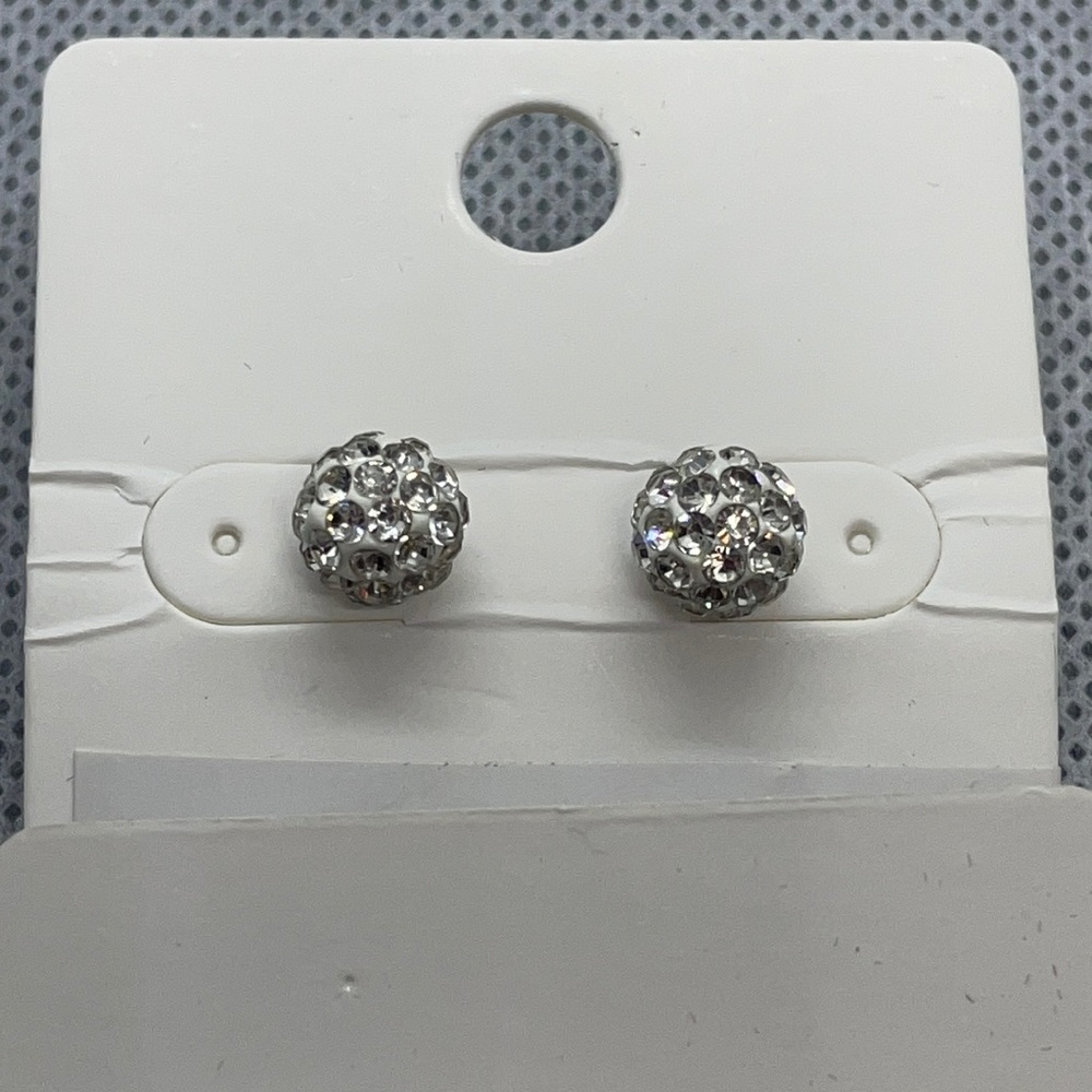 Small silver ball sparkle post earrings New